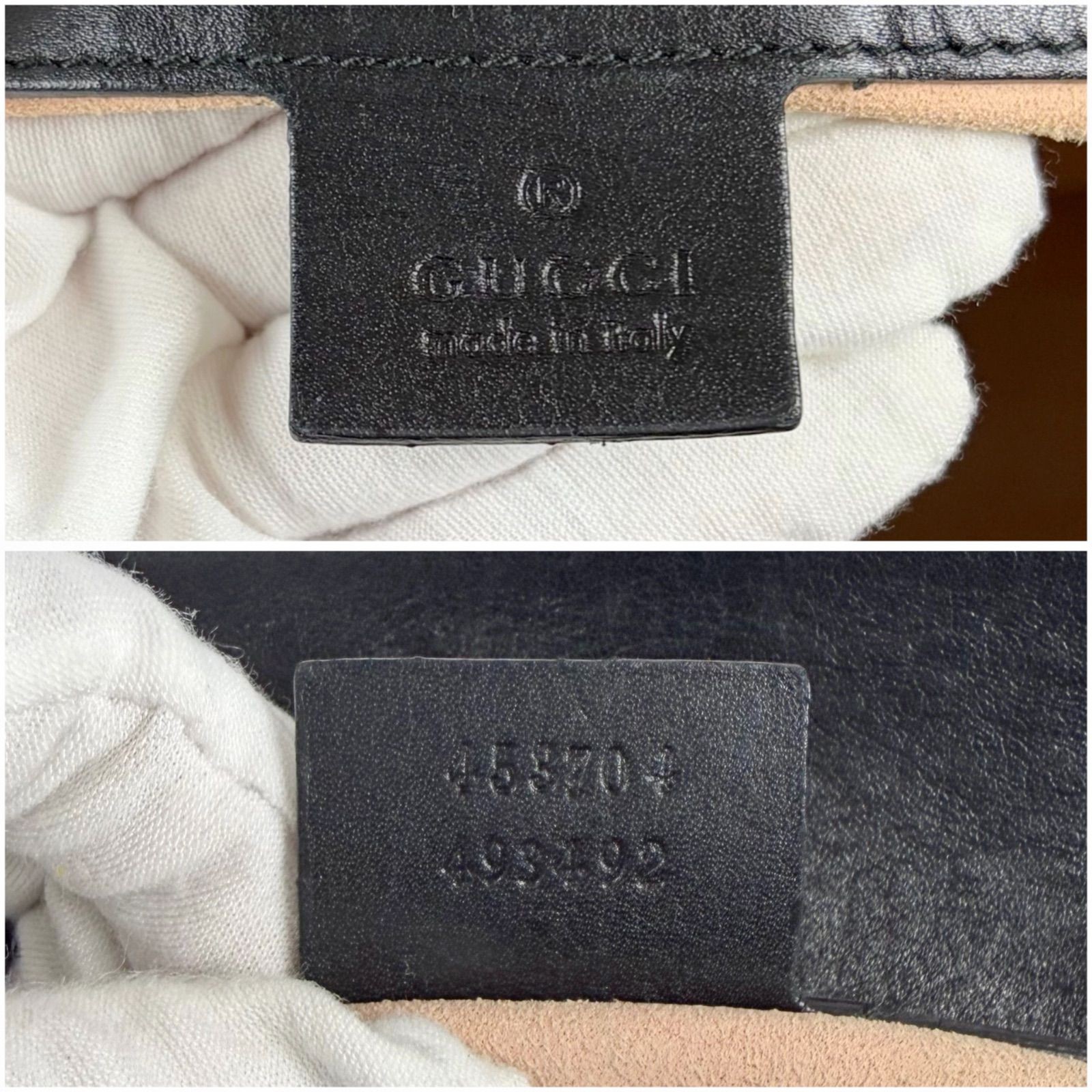 Gucci Leather Black Tote Bag Handbag Pre-Owned Women Purse Designer Luxury Bag