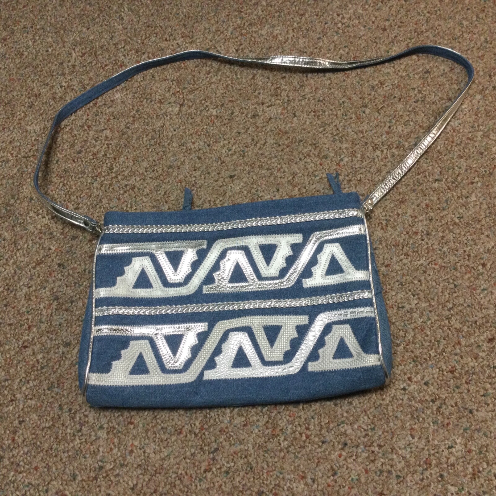 Warren Reed Blue Denim Purse With Silver Bling