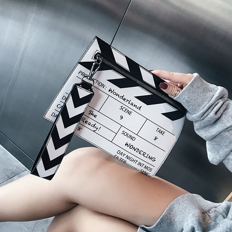 Movie Table Clapper Board Shoulder Bag Scene Film Zipper Handbag Purse Trench