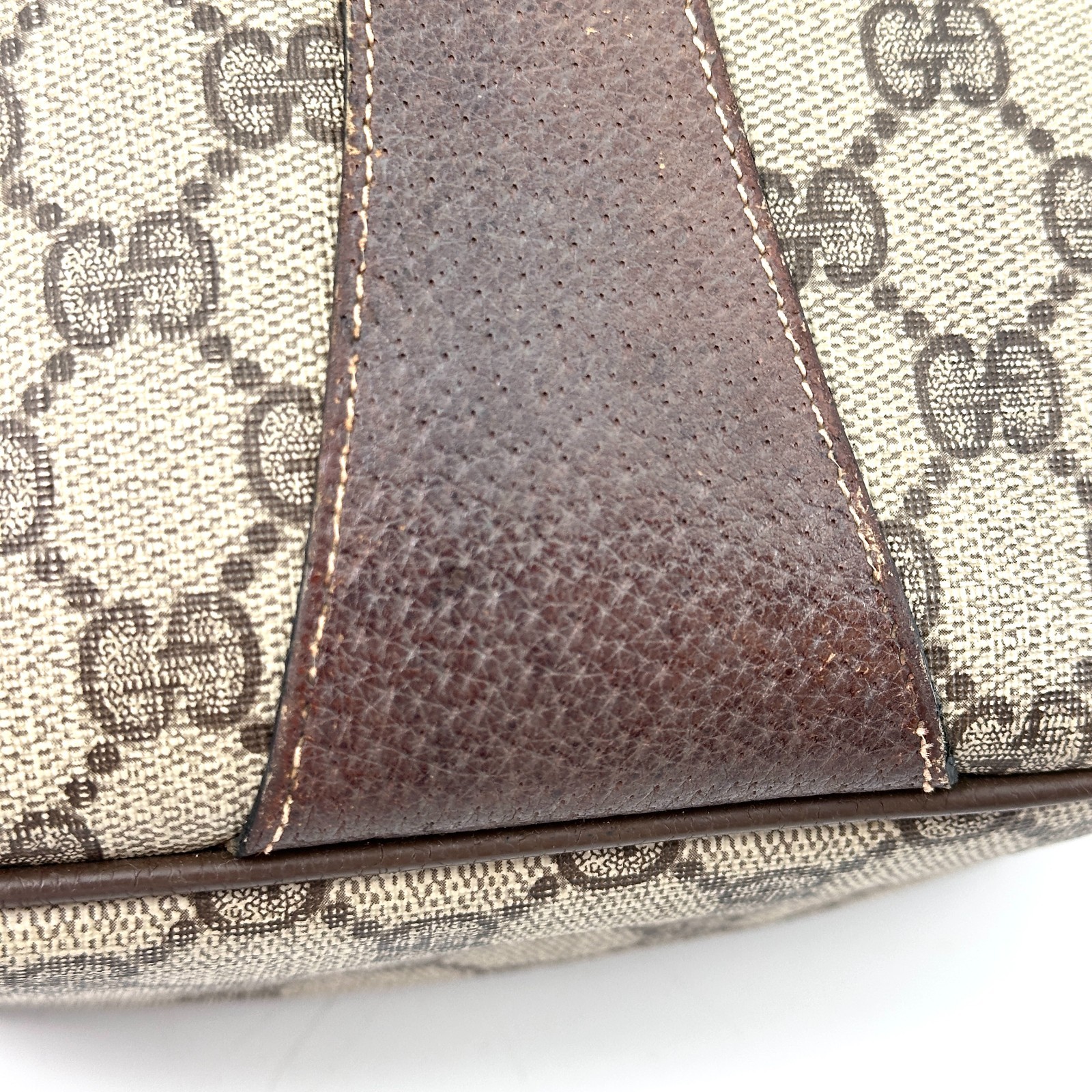 Vintage GUCCI GG Pattern Sherry Line Shoulder Bag, PVC and Leather, Brown, Authe