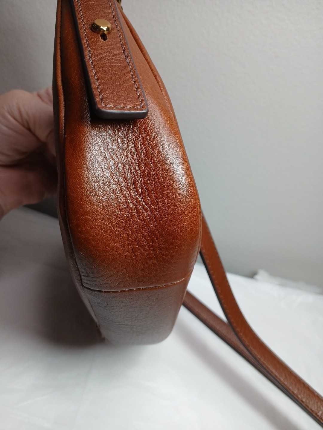 FOSSIL Handbag Purse Jolie Mini Brown Leather Crossbody Adjustable NWOT *Flaws*