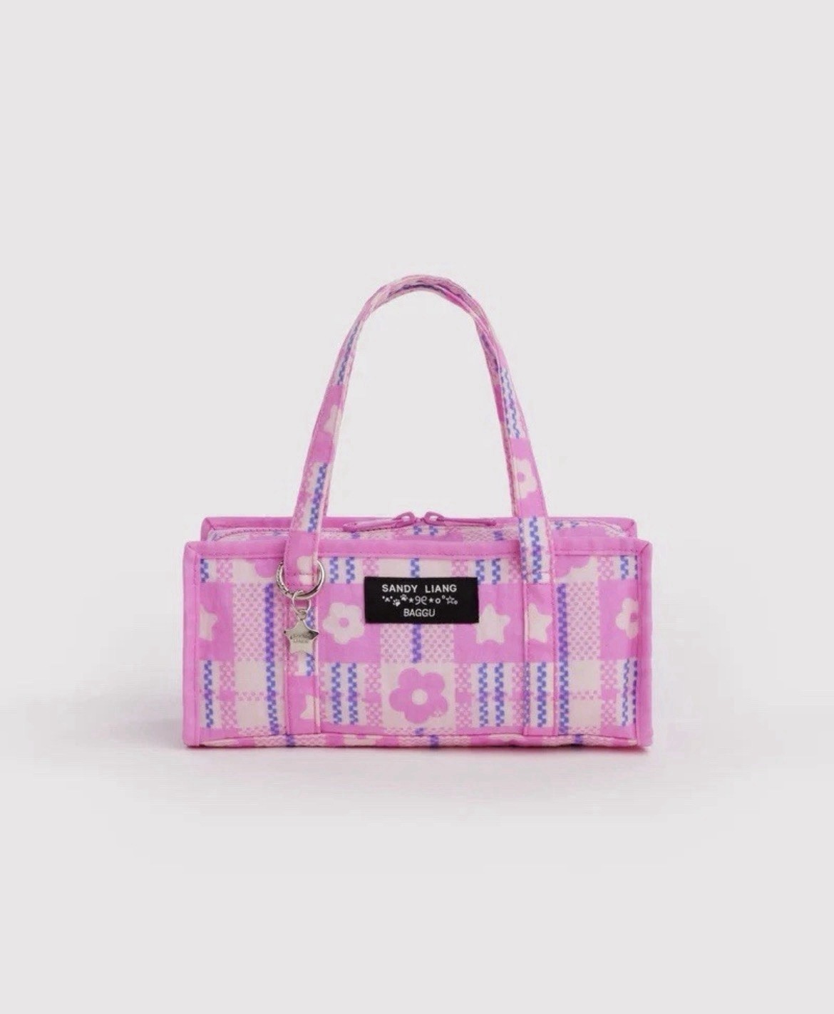 BAGGU X Sandy Liang Mini Nylon Market Bag Pink Plaid Limited Collection IN HAND