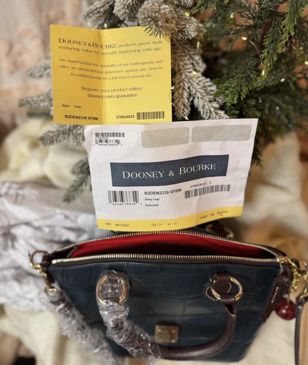 Dooney & Bourke Teal Zip Satchel Top Handle Bag Detachable Strap Gold Hardware