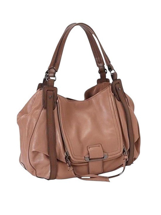 Kooba Leather Jonnie Contrast Hobo Bag in Walnut retail $498