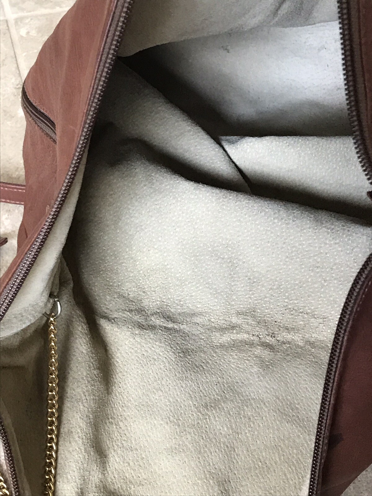 El Portal Genuine Brown Leather Shoulder Bag 1 Compartment Zippered Wallet LARGE