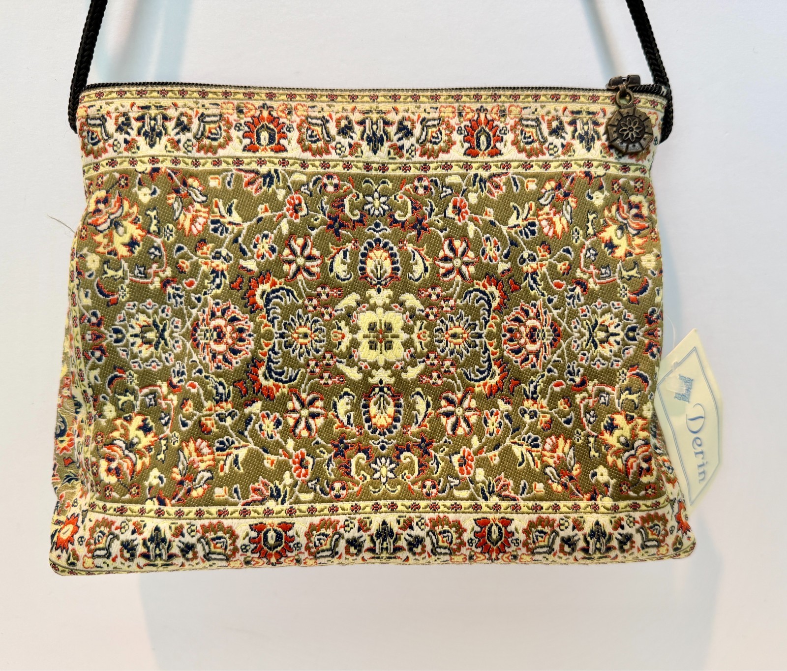 NWT Derin Collection Boho Style Woven Tapestry Zip Crossbody Purse Madein Turkey