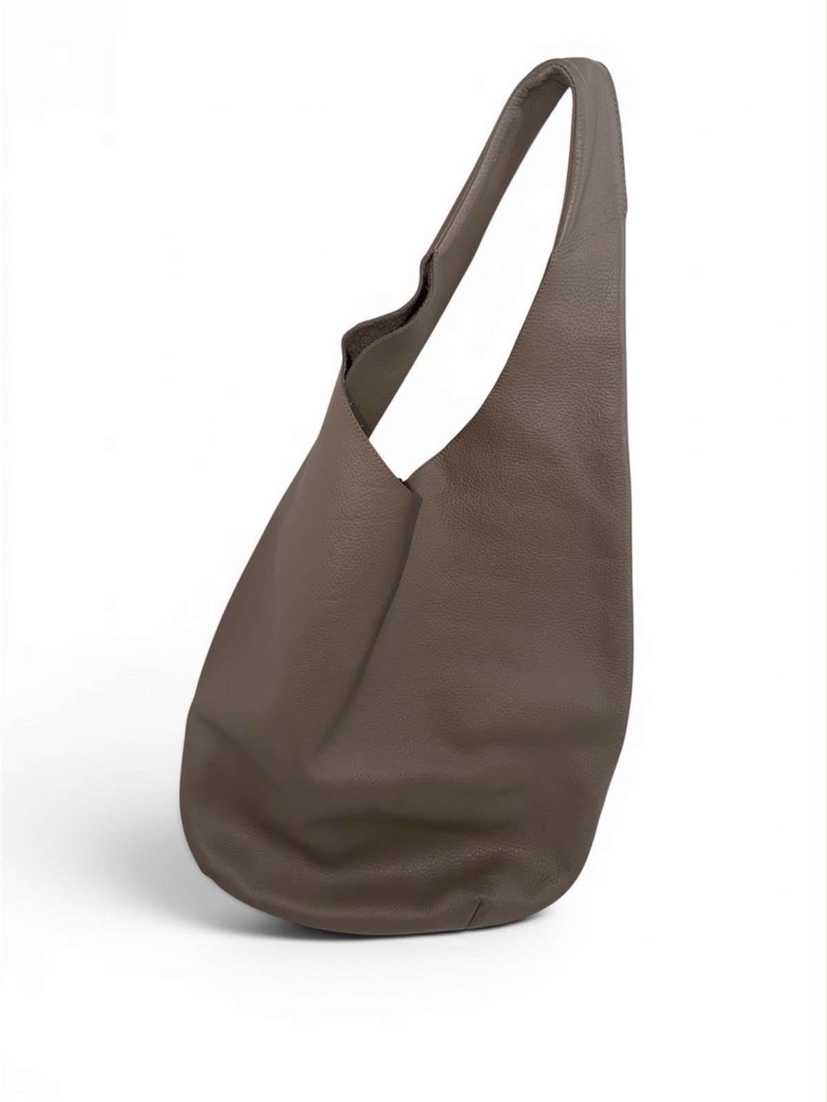 A.P.C. Le Neige Grained Leather Tote Bag in Dark Taupe