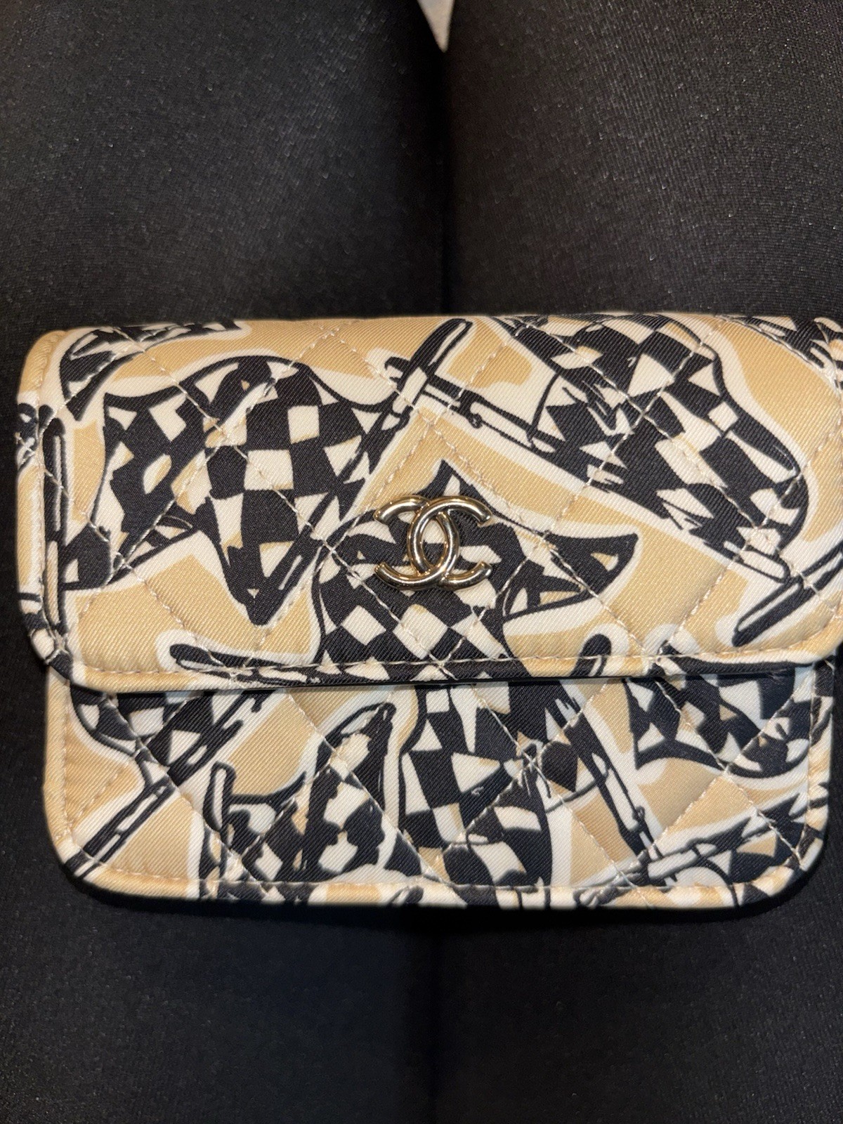 CHANEL Limited Edition Checkered Flag Mini Chain Shoulder Crossbody Microchi Bag