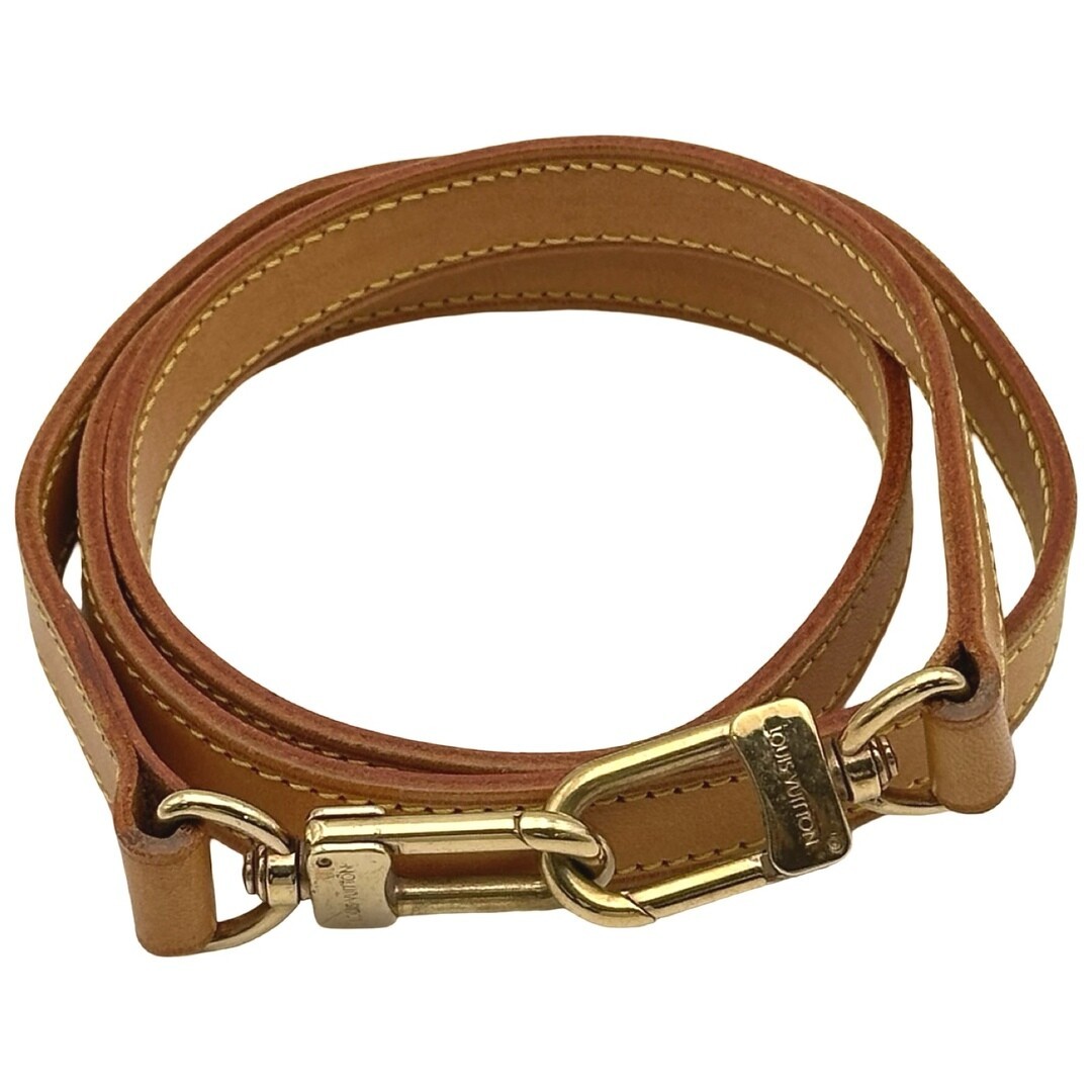 Louis Vuitton Brown Leather Strap for Women Gold Clasp Dust Bag 100cm Genuine