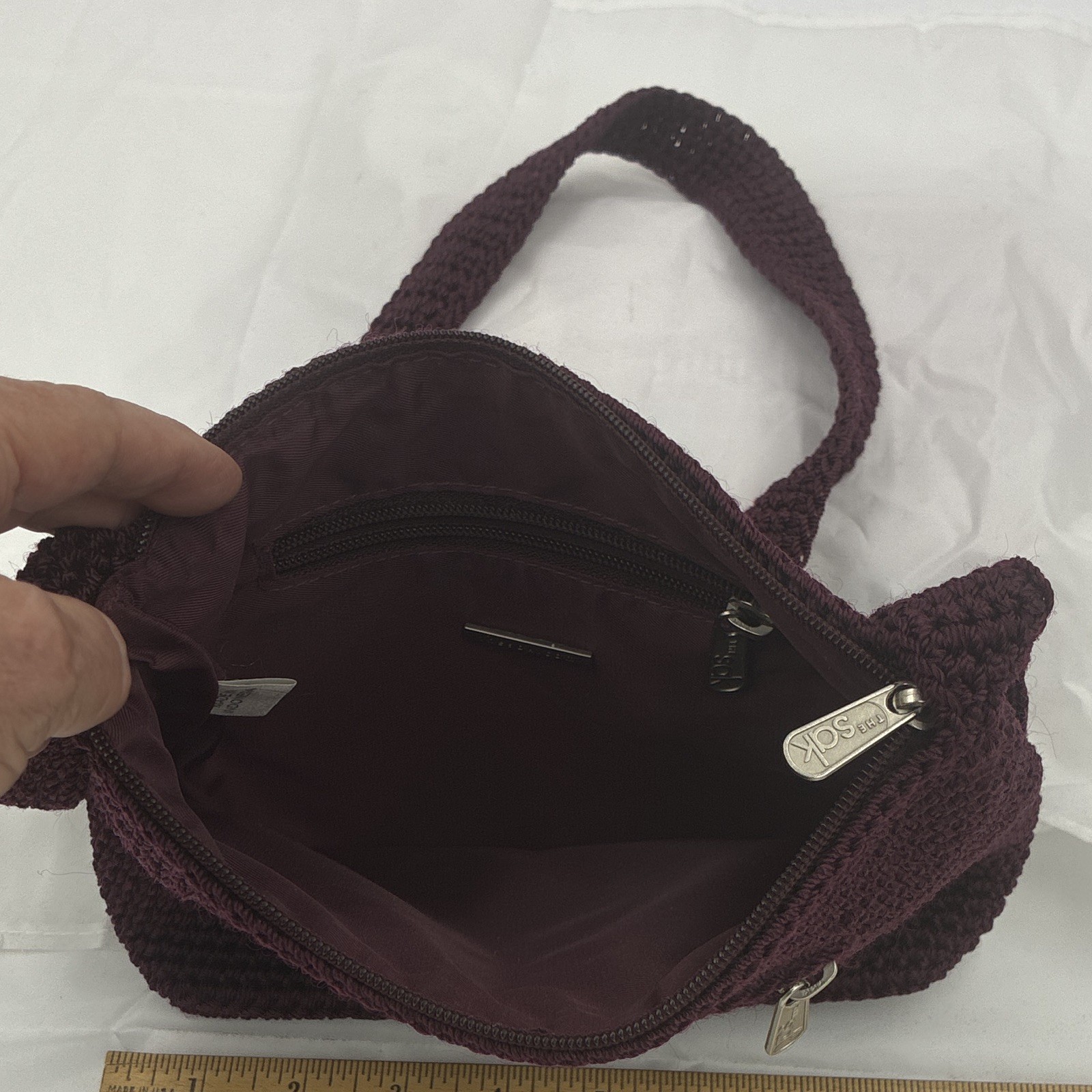 The Sak Burgundy Solid Shoulder Bag, Silver Hardware, Zip, Lined Pockets