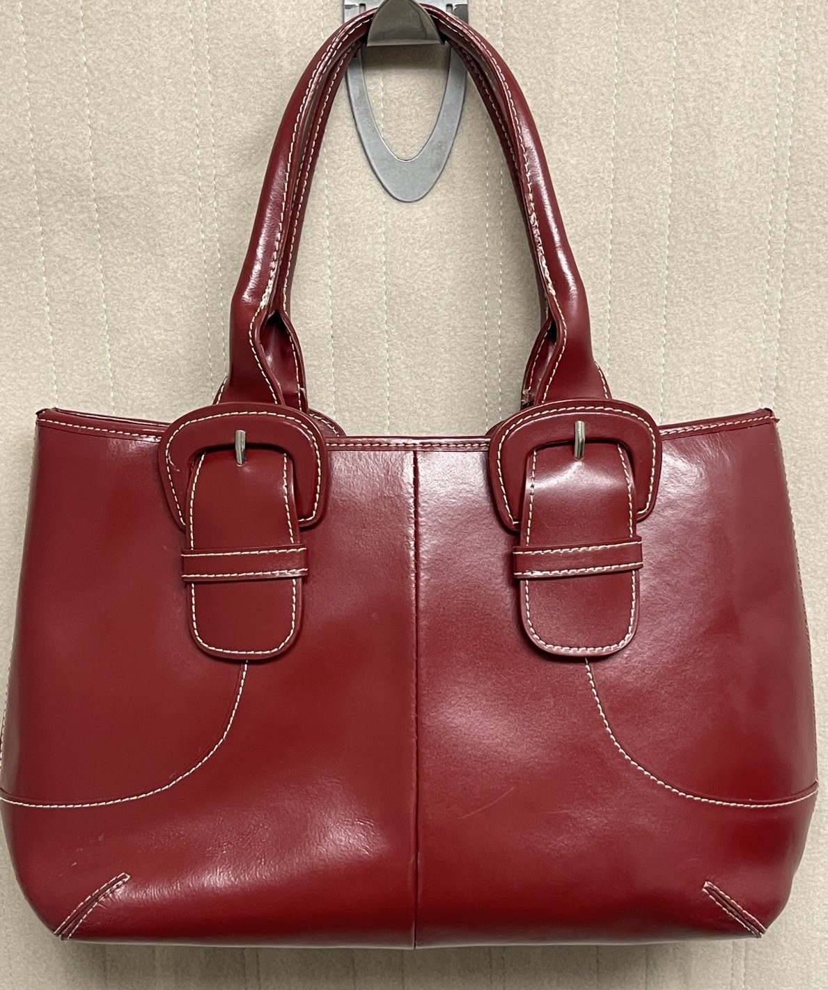 VTG Wilsons Leather Top Handle Bag Satchel Shoulder/Handbag Purse Tote Shine Red