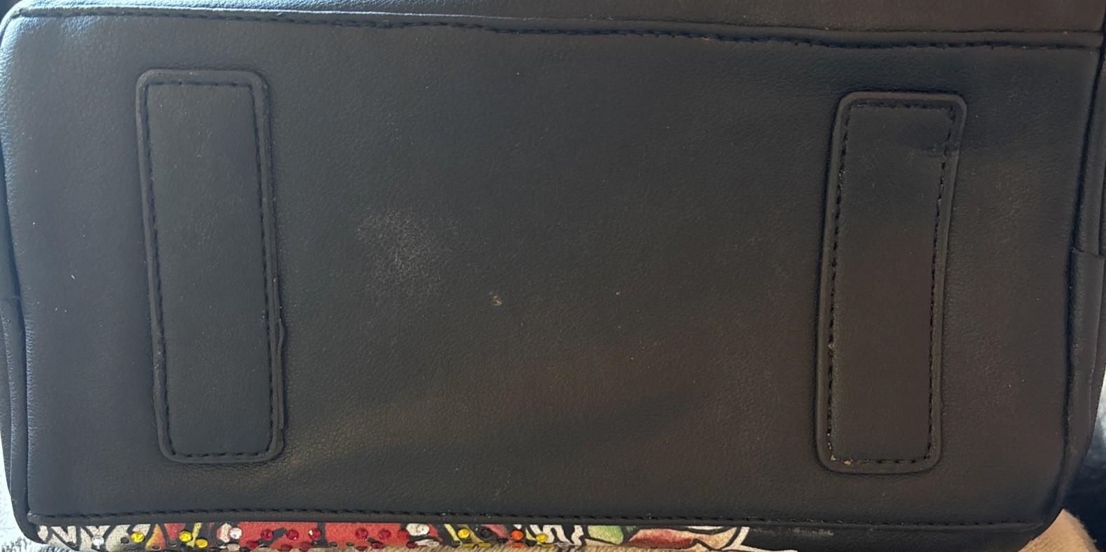 Ed Hardy Black Hand Bag With Bedazzled Tiger Design