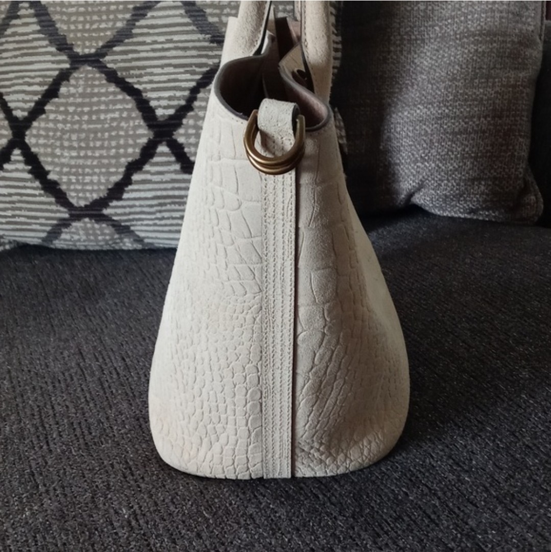 🌞HTF Polo Ralph Lauren🌞 – Suede Croc-Embossed Medium Bellport Tote Bag