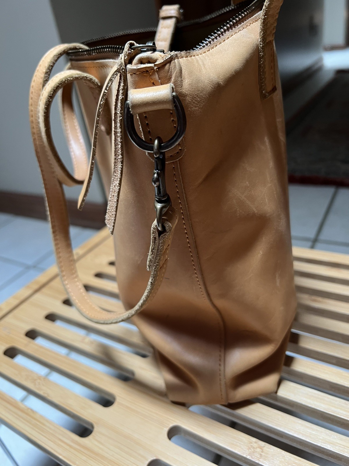 ABLE Leather ABERA Crossbody Tote Commuter Bag Purse Tan pre-owned