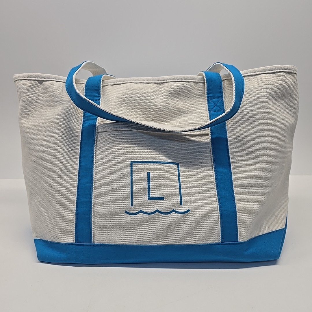 Large Starboard 24 Oz. Cotton Canvas Tote Bag Zip Closure L Monogram Bright Blue
