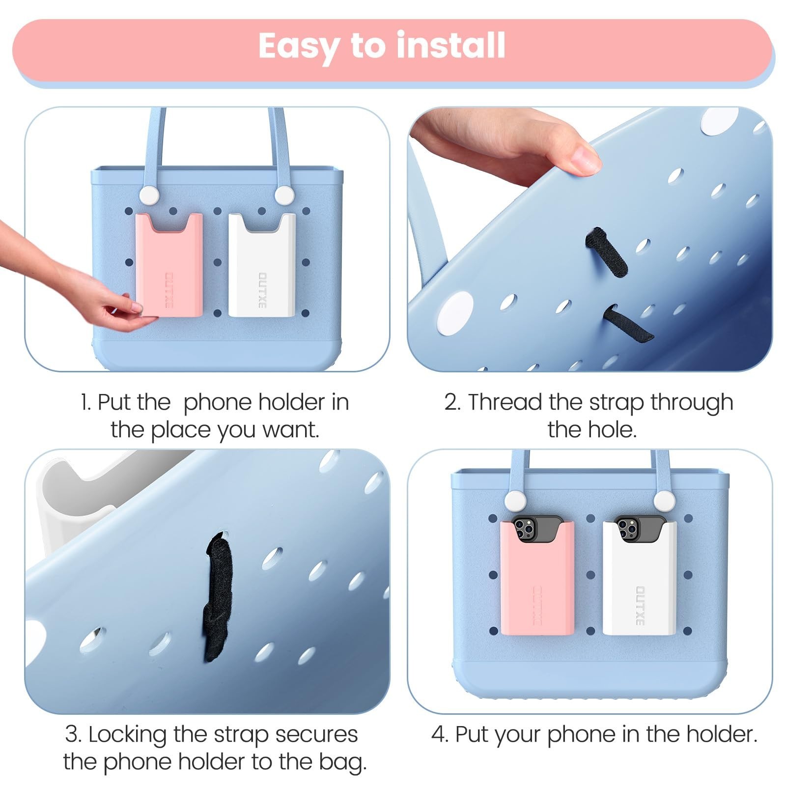 2 Pack Silicone Phone Holder for Bogg Bags – Compatible Cell Phone Accessories,