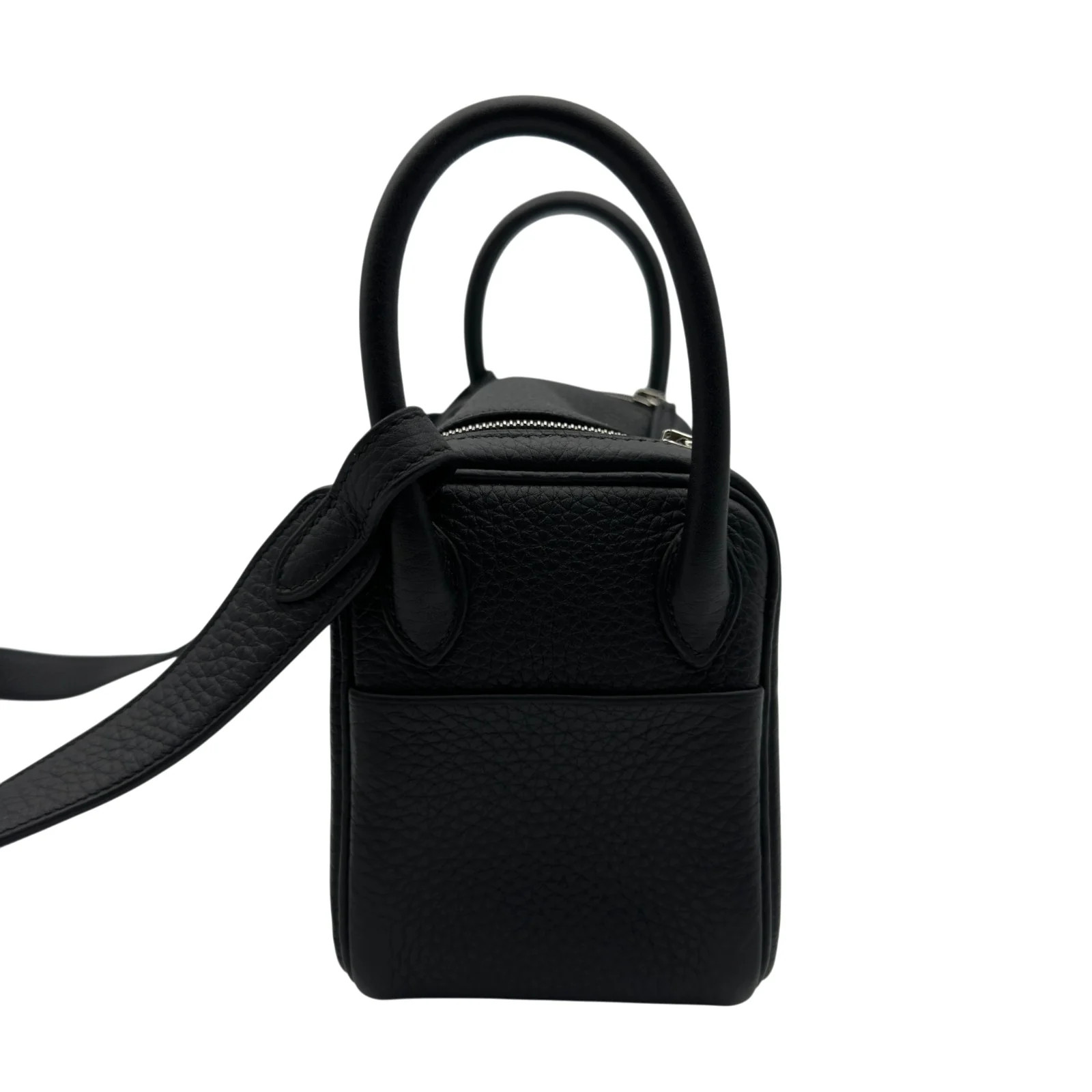 HERMES Lindy Mini Black Taurillon Leather Shoulder Bag #OKB4634