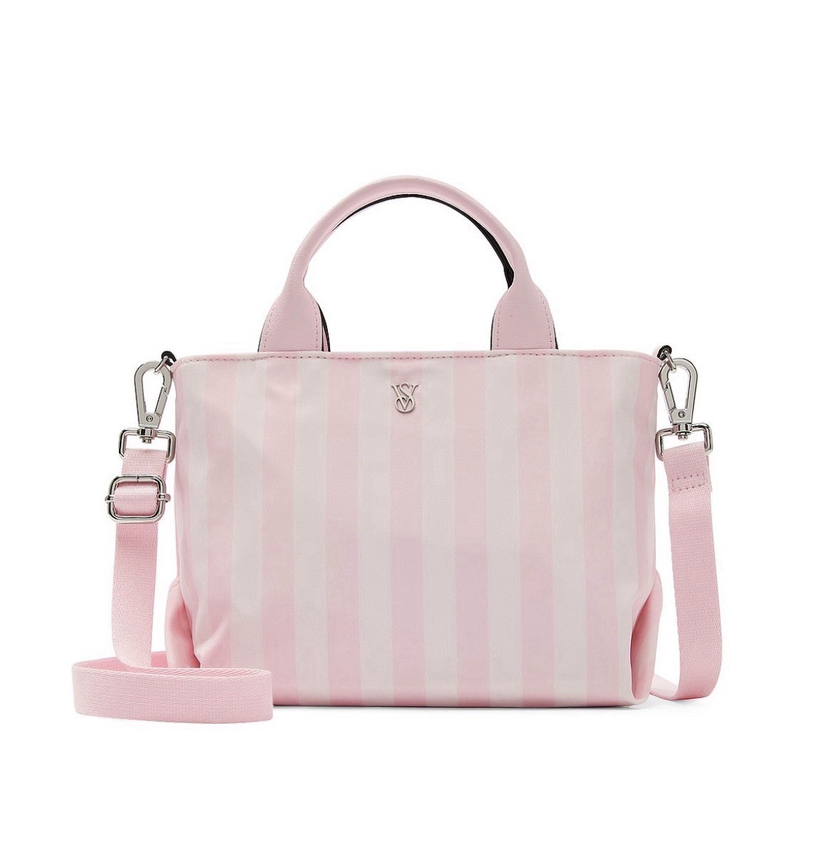 Victoria’s Secret Signature Pink Stripe Small Crossbody Tote Shoulder Bag NWT