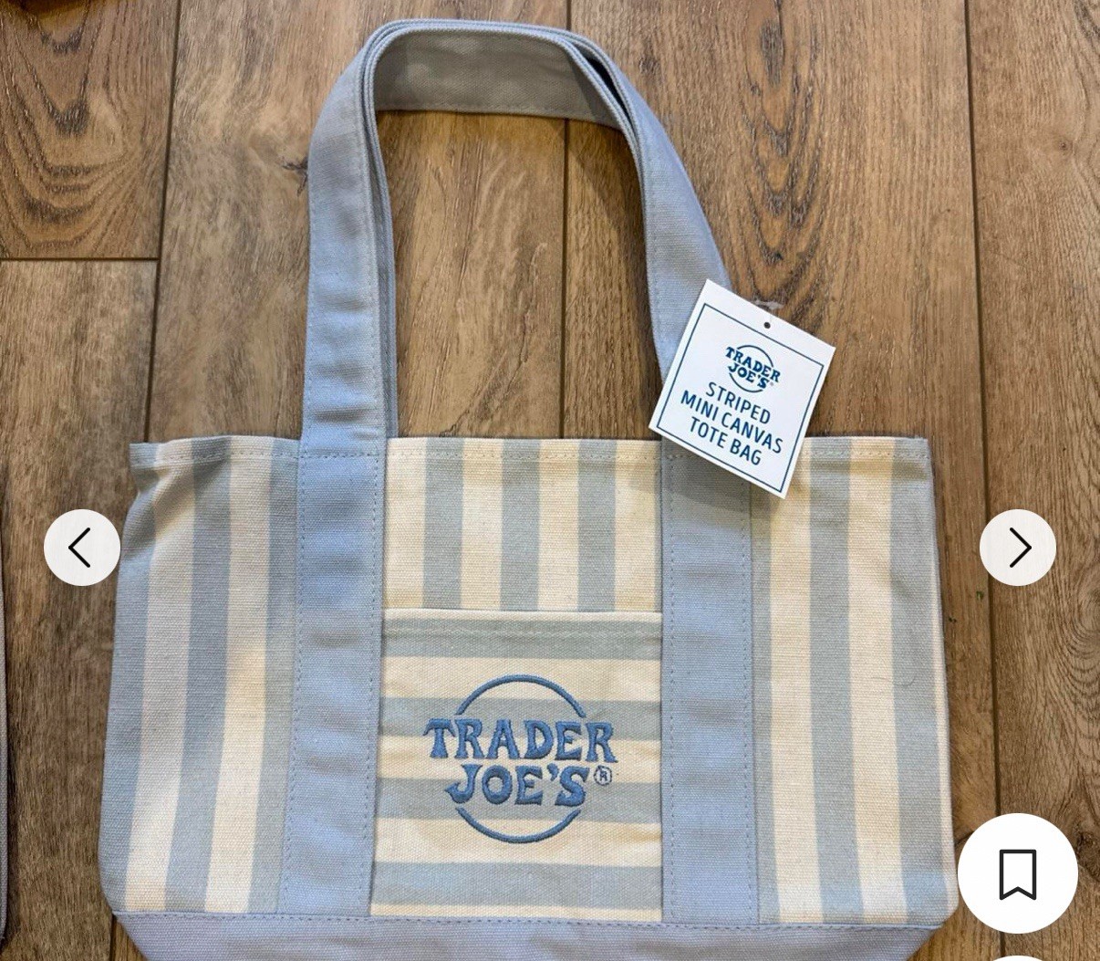 Trader Joe’s Mini Pastel Striped Canvas Tote Bag – Blue NWT