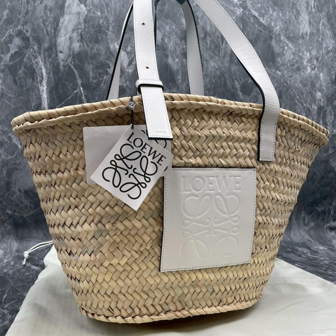 Brand new LOEWE basket bag anagram leather tote bag beige