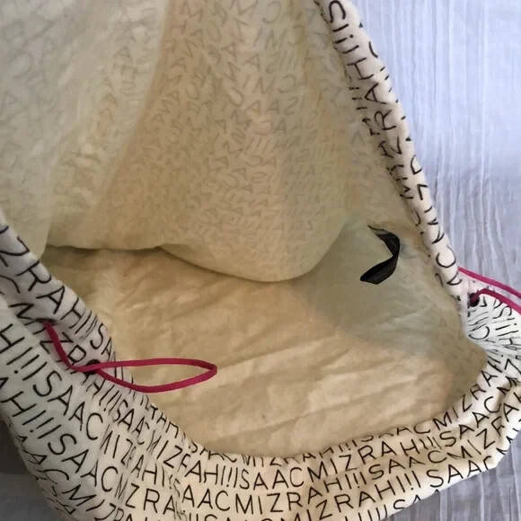 ISAAC MIZRAHI XL tote purse cotton drawstring dust bag travel pouch linen bag