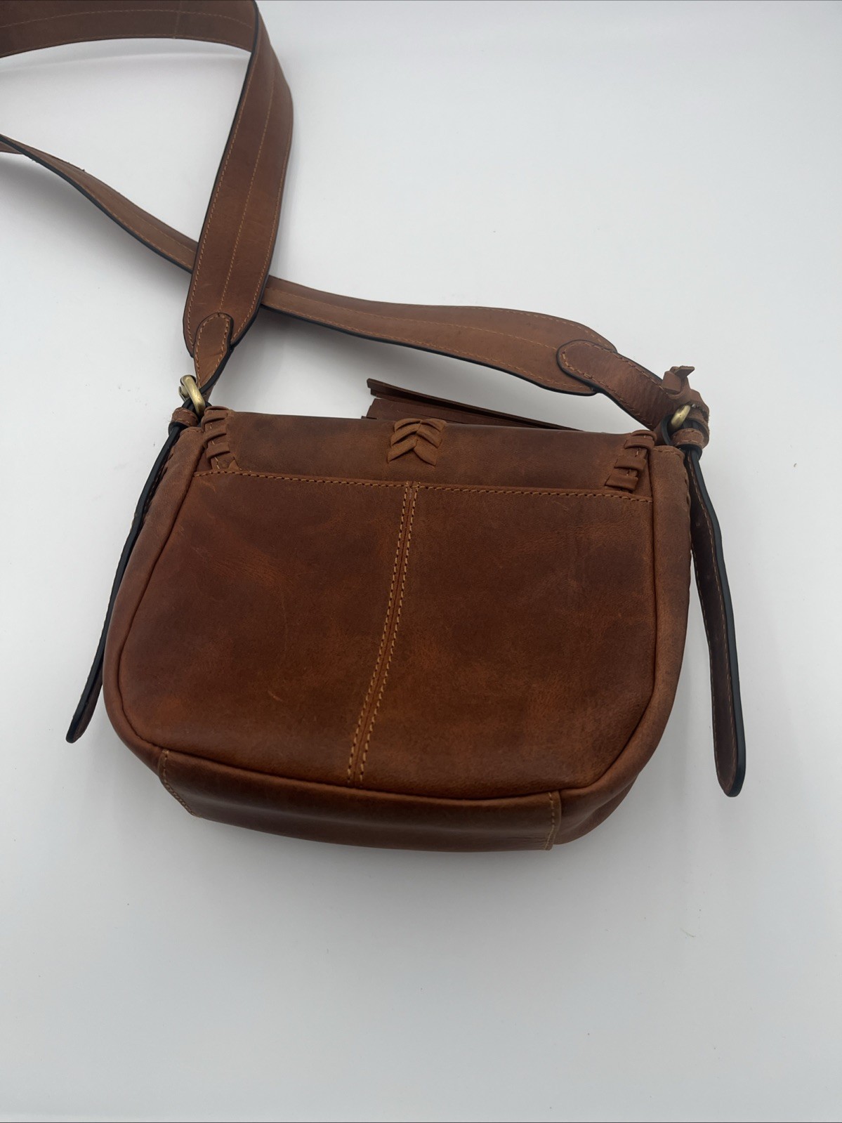 HADAKI Saddle 100% Leather Lined Crossbody Purse /bag Wide Strap 1.5″ Y2K