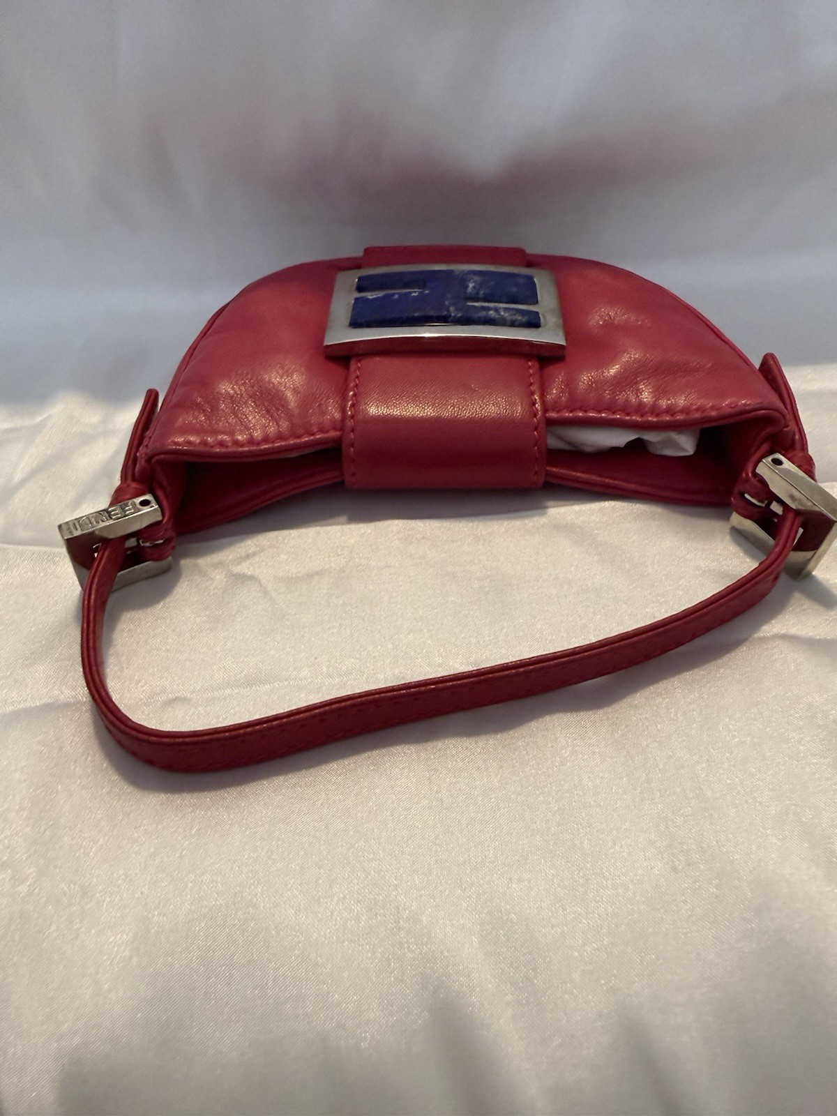 Authentic FENDI VINTAGE MINI CROISSANT PINK LEATHER