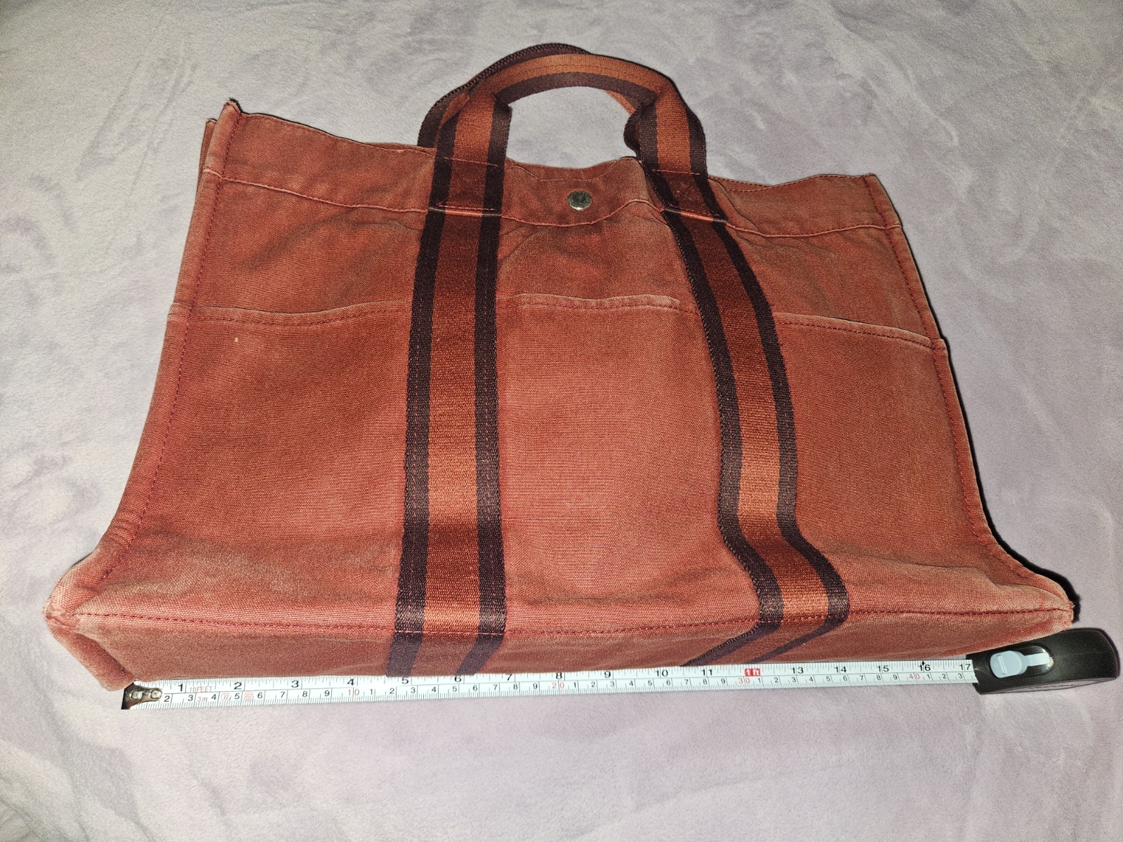 HERMÈS Fourre Tout Toile Tote MM Red Canvas