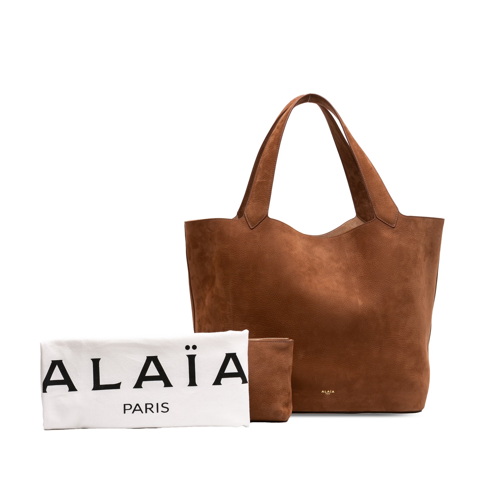 ALAÏA Nubuck Le Cabas Tote Pre-Loved Brown