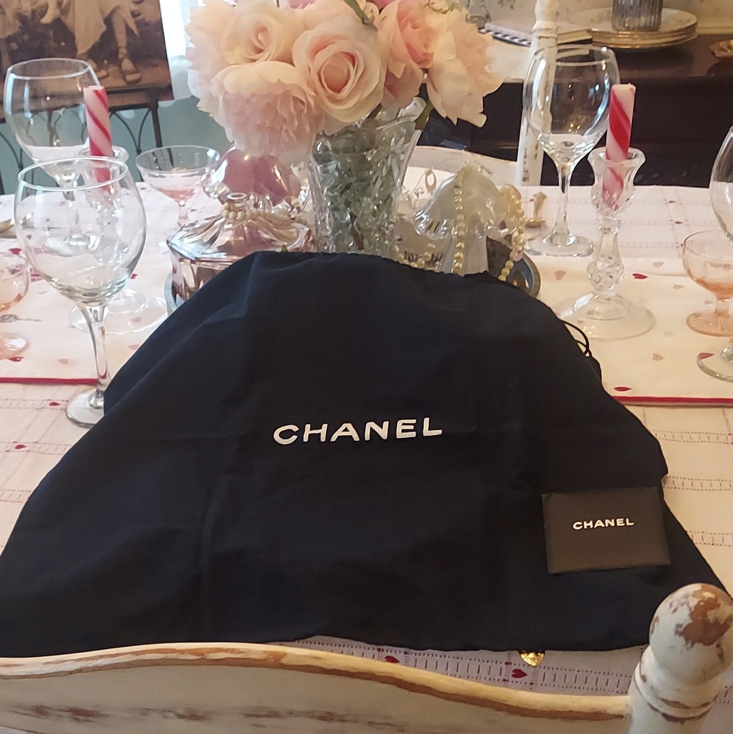 CHANEL Burgundy Logo Stitching Large Shoulder Bag w/ Strap Zip Closure