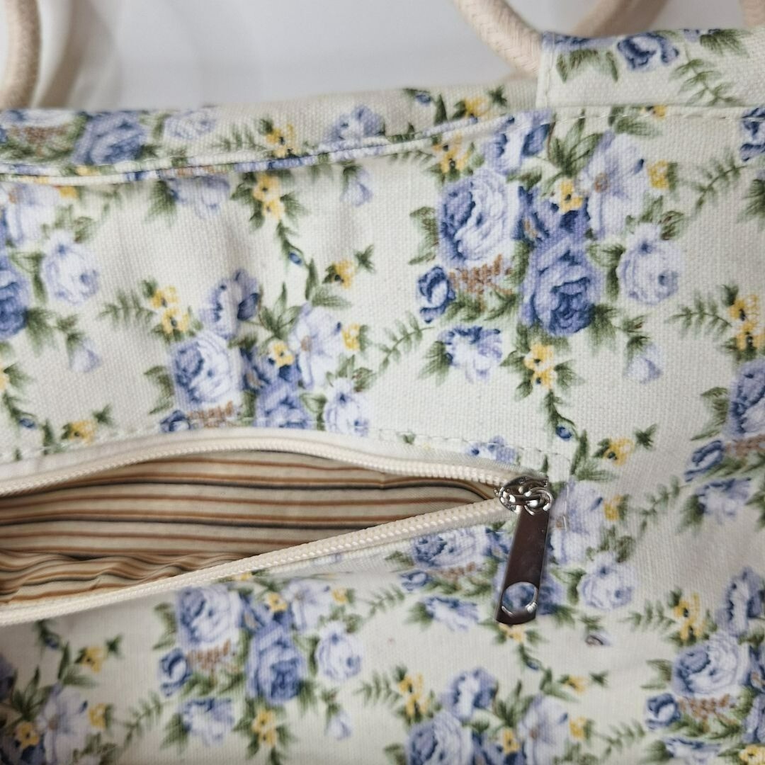 Canvas Bag Rope Handle Large 18 Inch Wide Floral Beach Farm Country Style