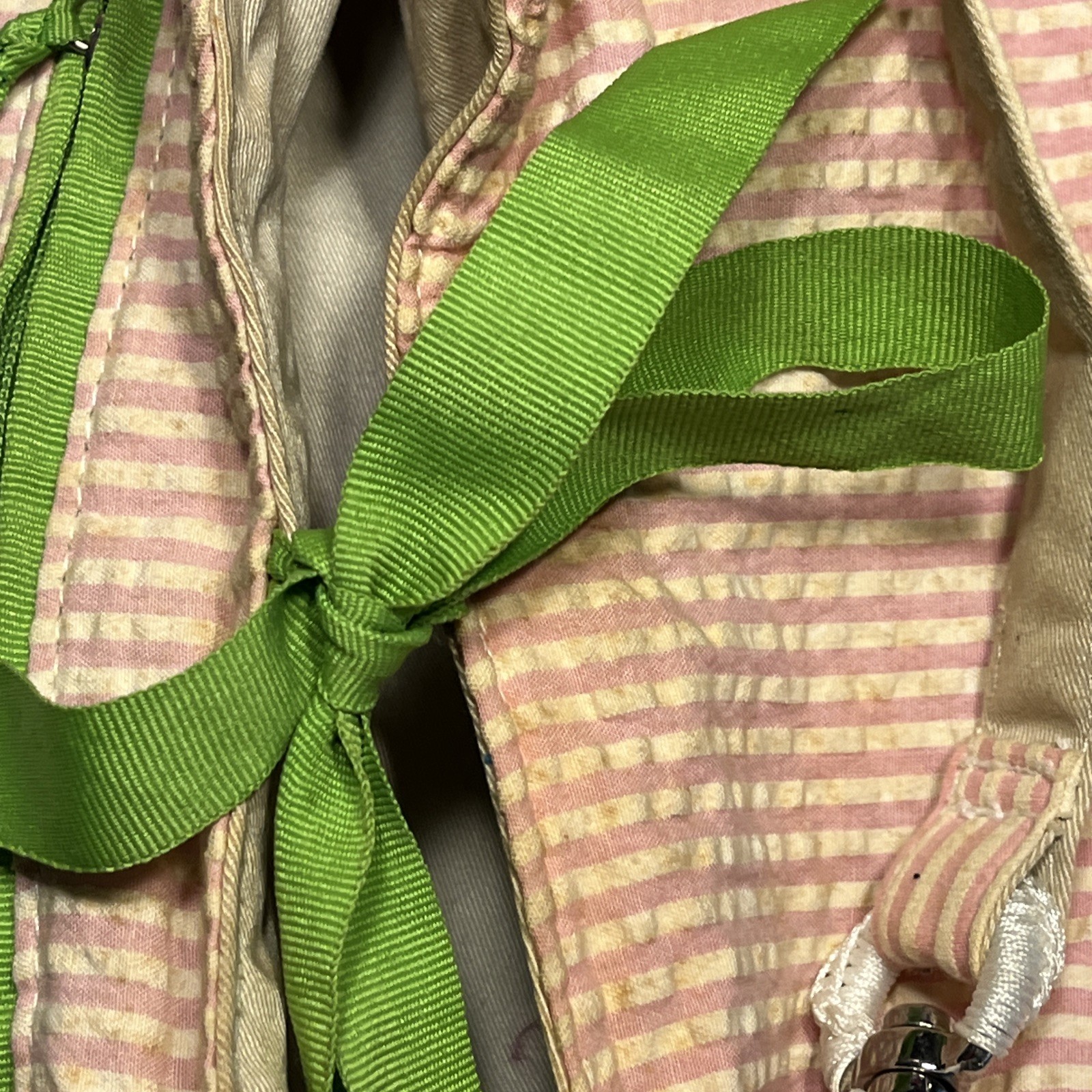 Bath & Body Works Beauty Chic Hobo Shoulder Bag Pink Seersucker Preppy Ribbon