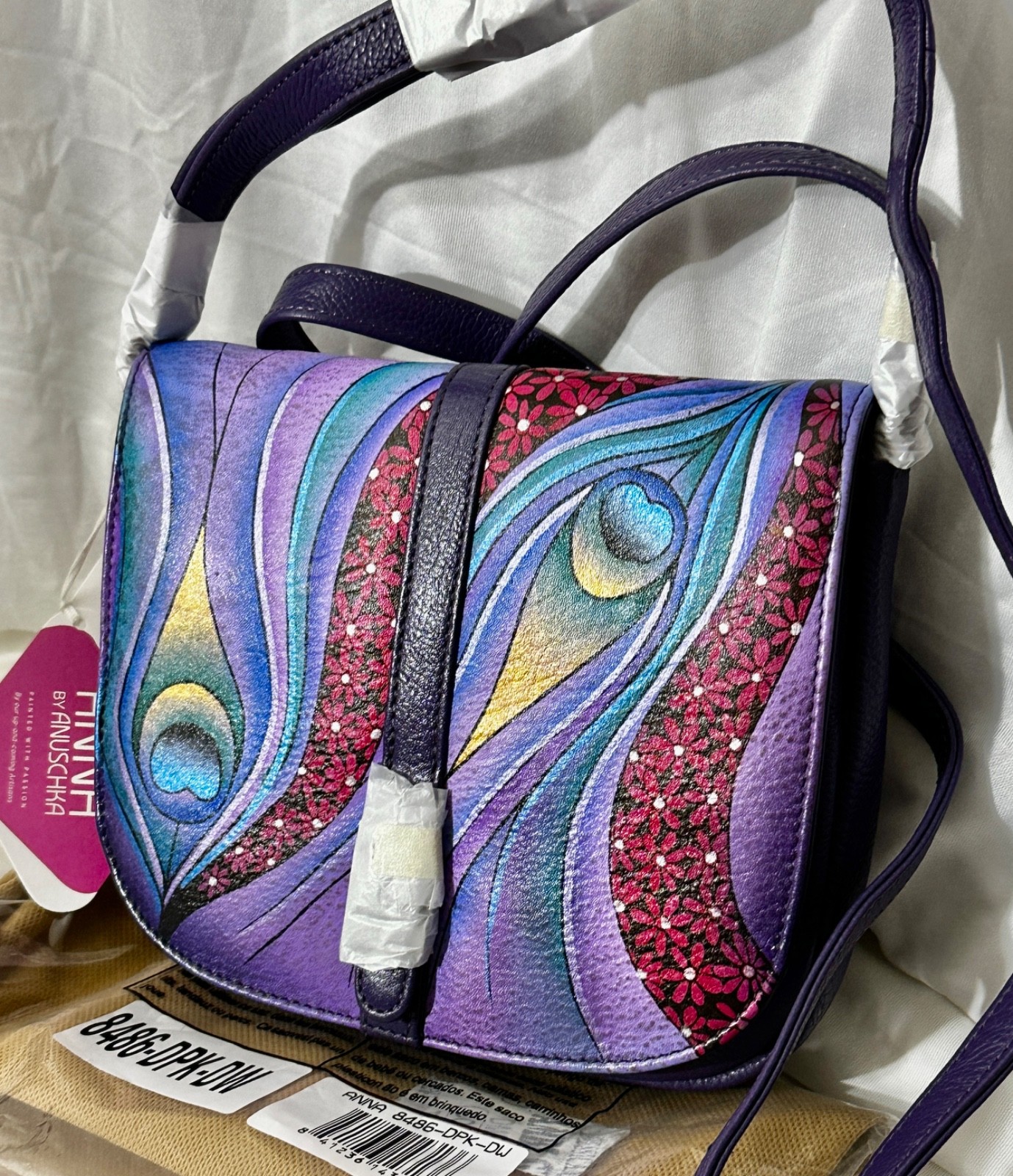 Anuschka Anna NWT🦚Flap Crossbody-Dreamy Peacock Dewberry 8486-DPK-DW
