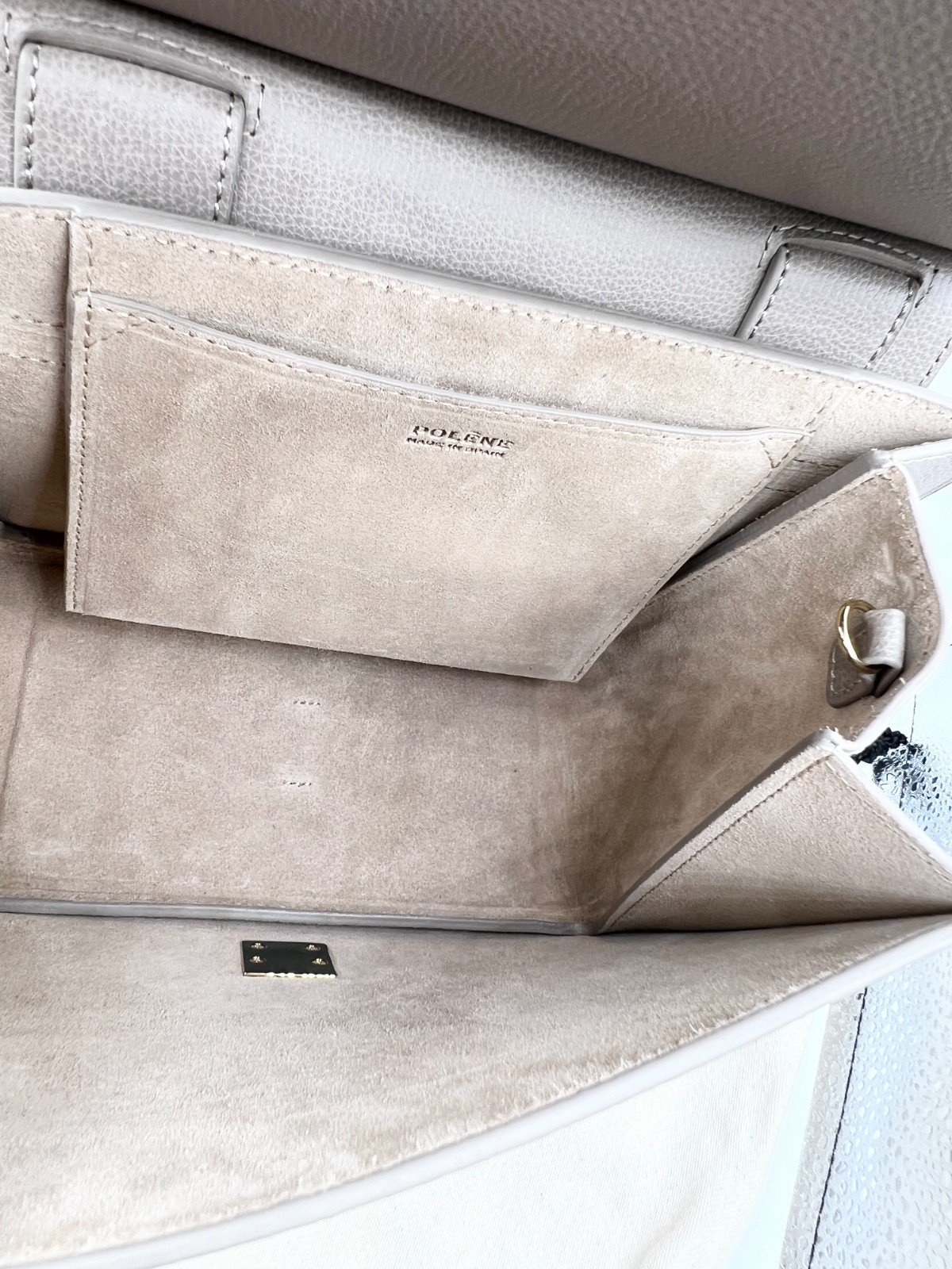 Authentic Polène Paris Numéro Sept in Textured Taupe Pebble Leather Crossbody