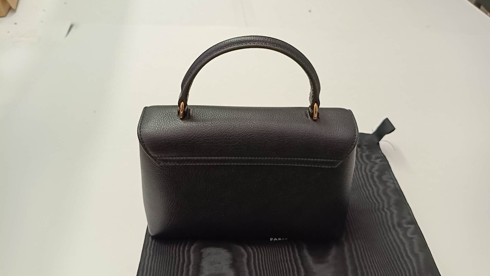 CELINE Triomphe Black Small Top Handle Bag Gold Hardware Shoulder Strap Dust Bag