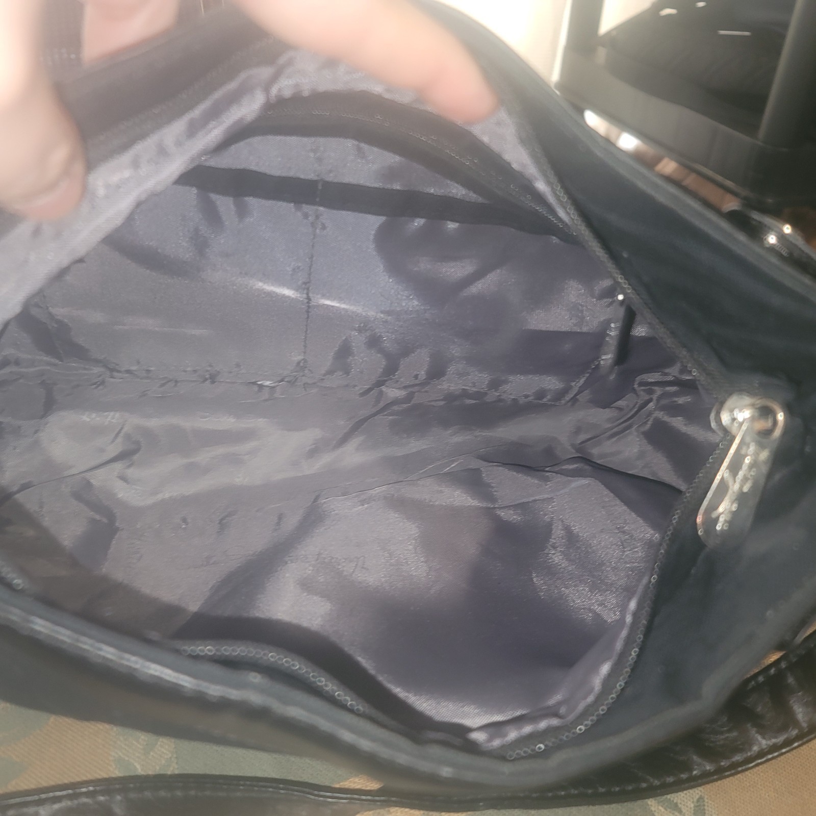 Thirty One Skirt Purse Shoulder Handbag Black Fabric and Faux leather