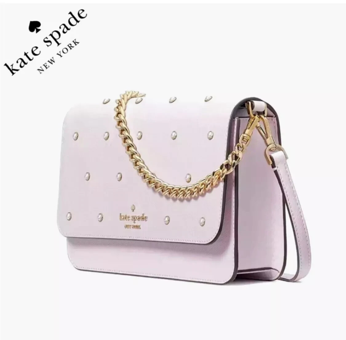 KATE SPADE Set Madison Studded Faux Pearls Flap Crossbody NWT Authentic