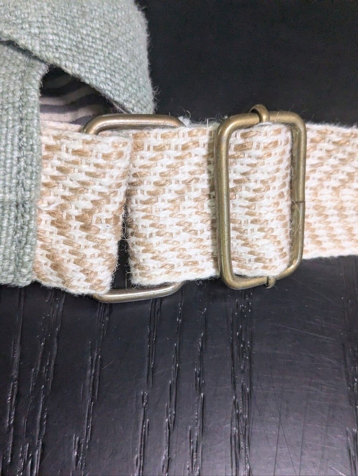 Sage Green Canvas Crossbody Bag Boho Festival Chevron Strap Purse