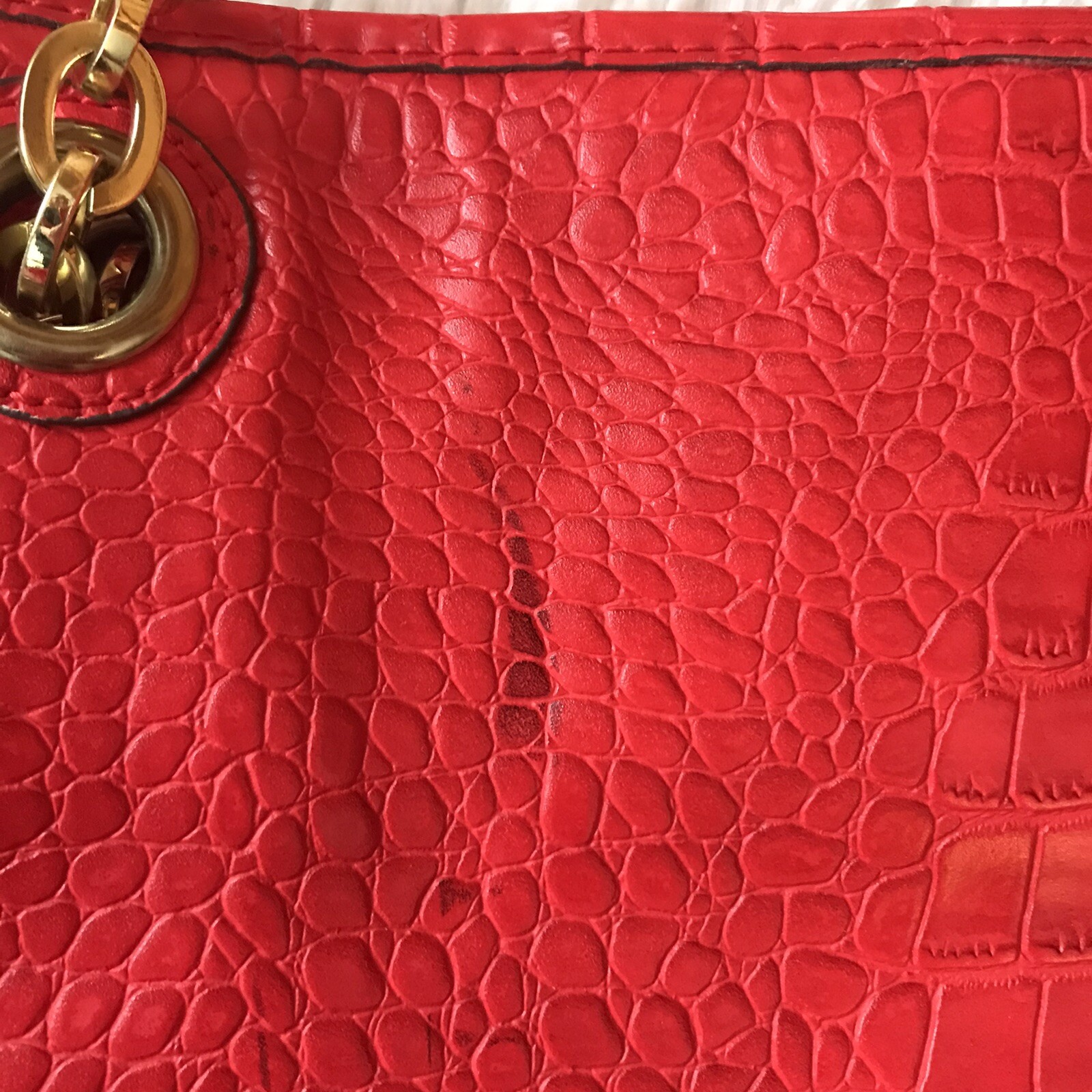 NWT coral Red Liz Claiborne faux leather handbag purse – READ