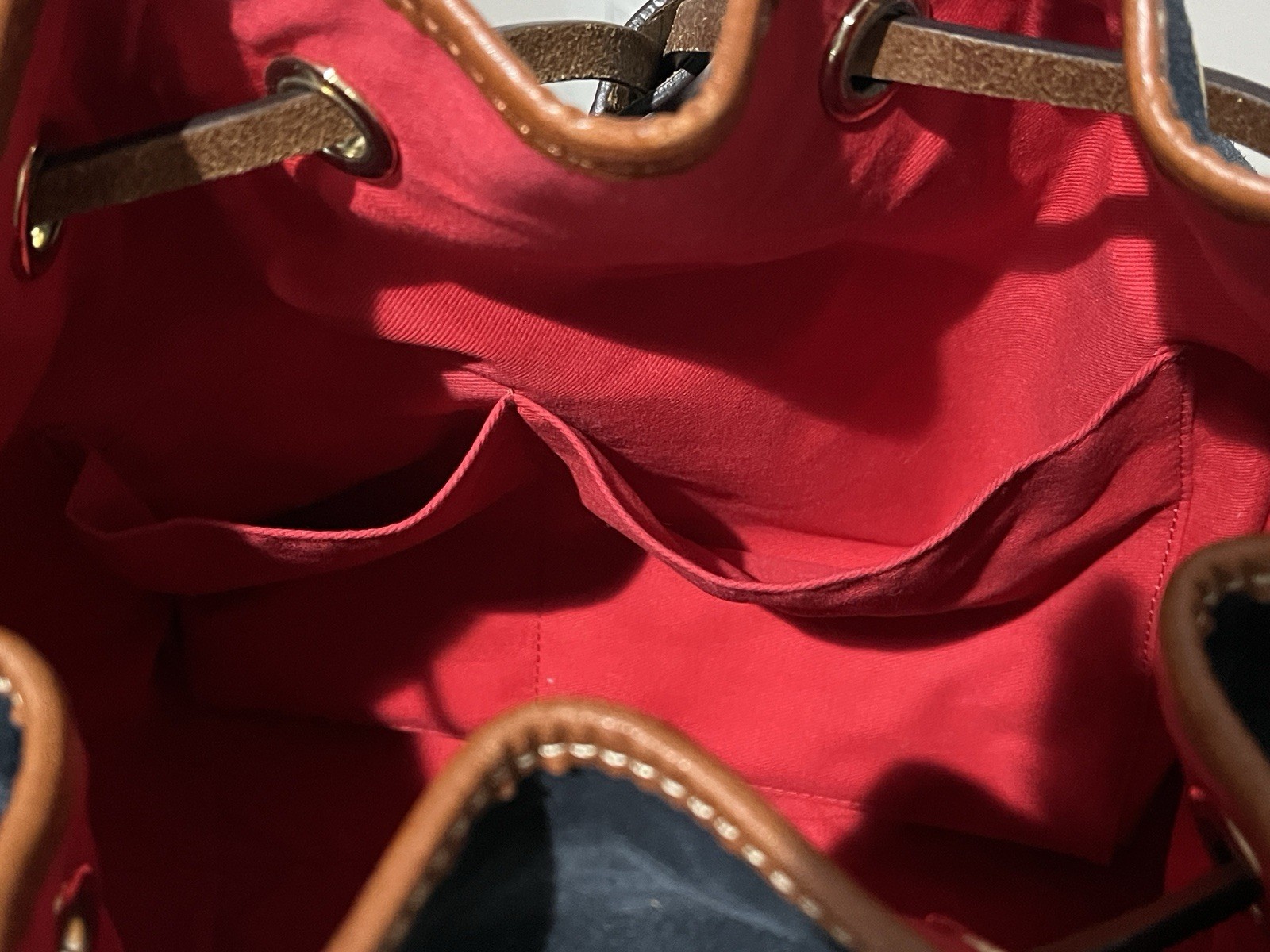 Dooney & Bourke Marine Blue Suede Tasha Drawstring Bucket Shoulder Bag Navy