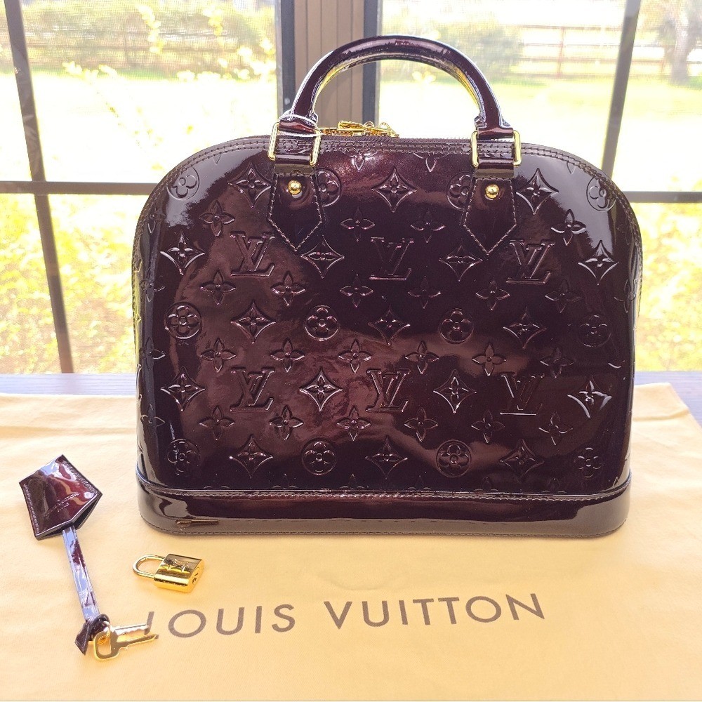 Louis Vuitton Alma PM Monogram Vernis Amarante Handbag FL0181 COA