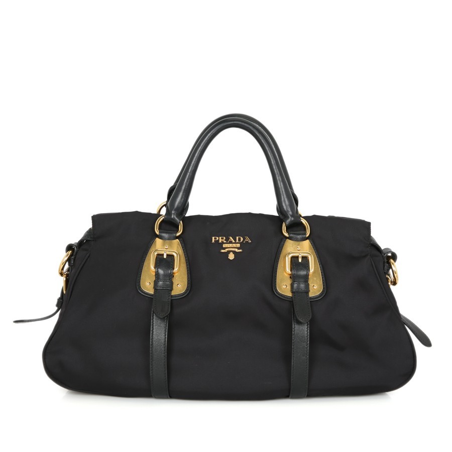 PRADA Tessuto Nylon Satchel Bag BN1903 Black Nero Crossbody Shoulder Genuine