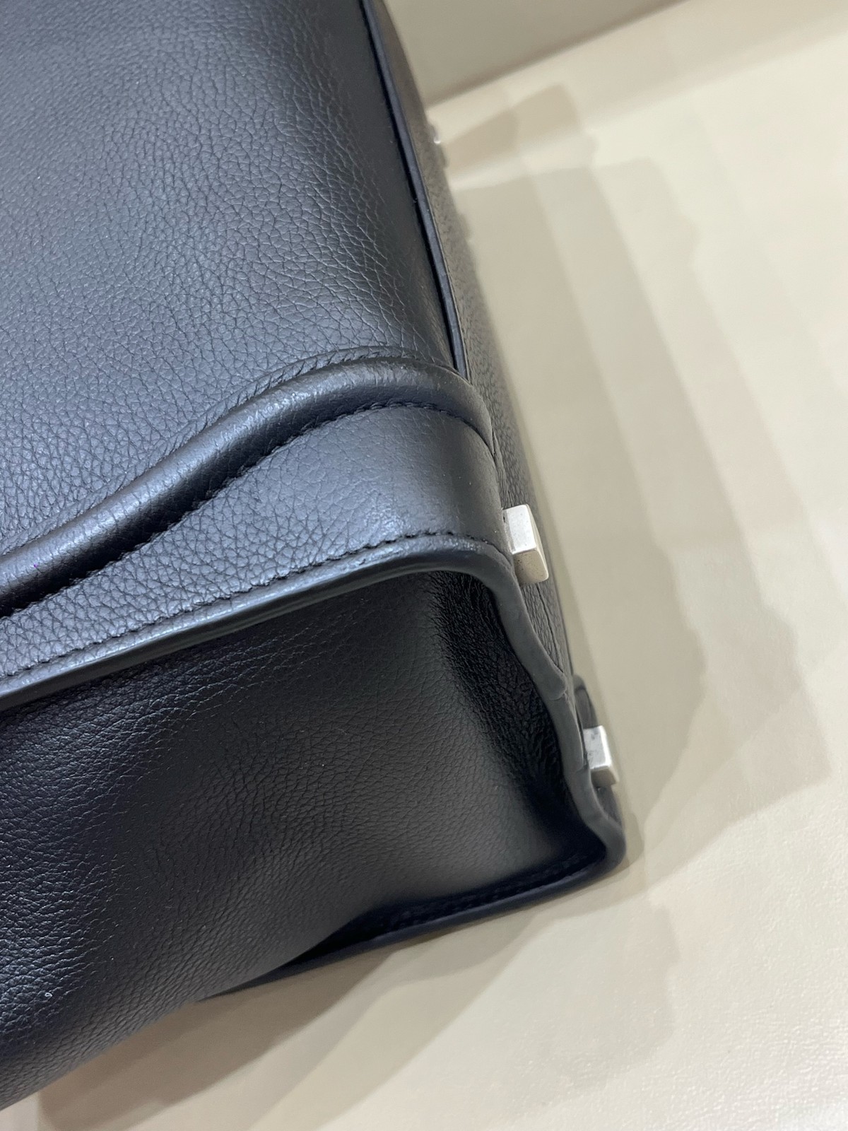 CELINE Luggage Mini shopper HandBag in Black Calfskin with Silver Hardware Used