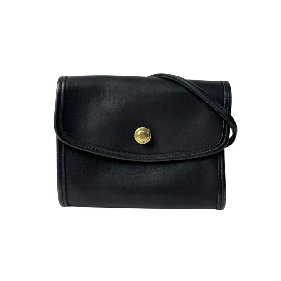 COACH Vintage Black Leather Turn Lock Crossbody Shoulder Bag Women 18.5cm 130cm