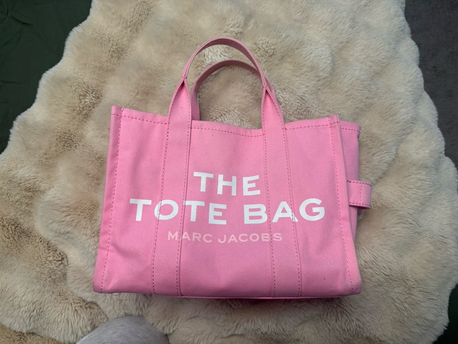 Pink Marc Jacob’s Medium Canvas Tote Bag With Black Strap