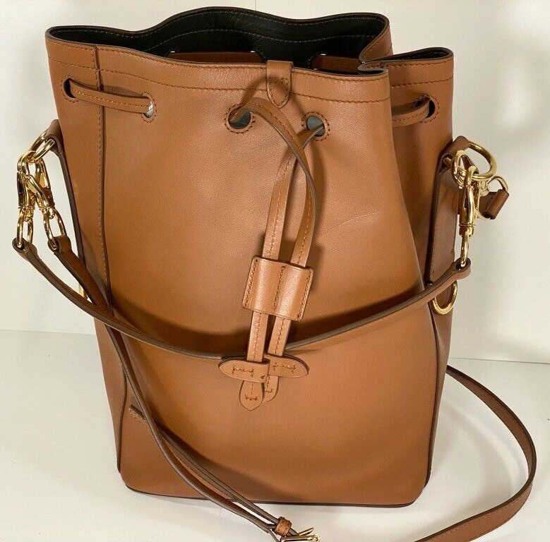 NEW RALPH LAUREN DRAWSTRING BUCKET BAG LEATHER HANDBAG ***(NO KEYS)*** ~ $2,500