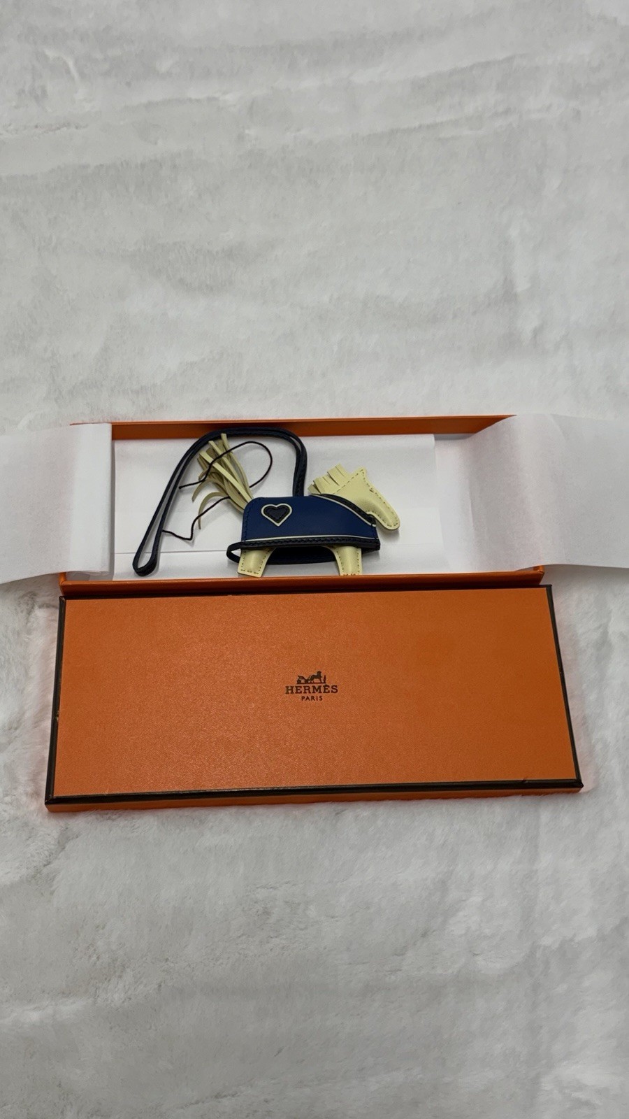 Hermes Bag Charm PM Jaune Milton B Nuit Bleu Tie
