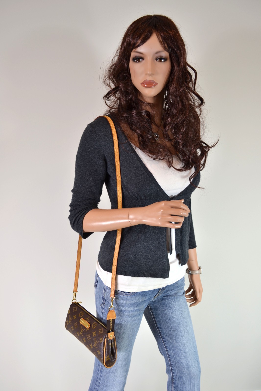 Louis Vuitton Eva Monogram Canvas Leather Crossbody Shoulder Bag Handbag Purse