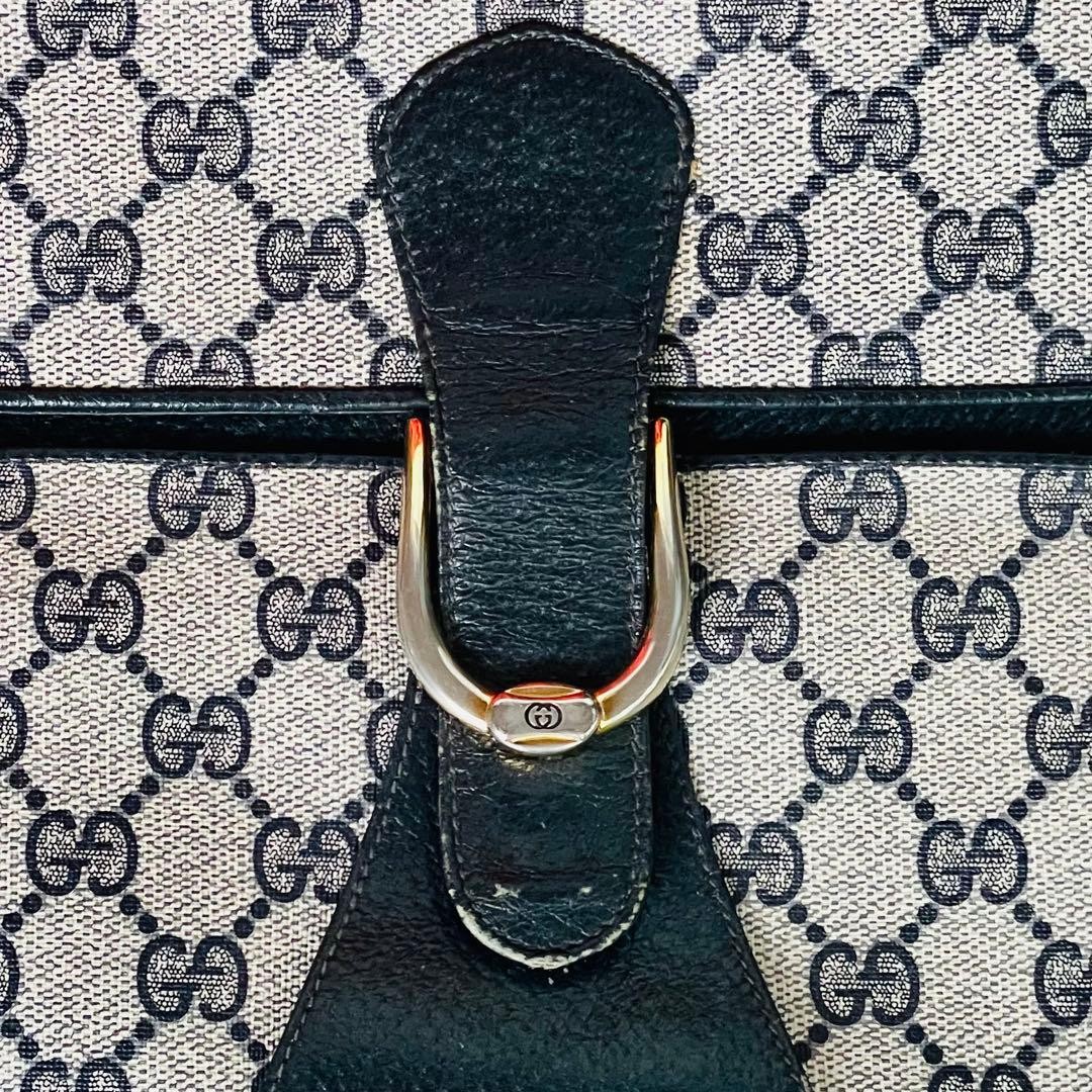 GUCCI PVC Interlocking Shoulder Bag Navy Women Auth 8.07 x 10.62 x 0.78inch