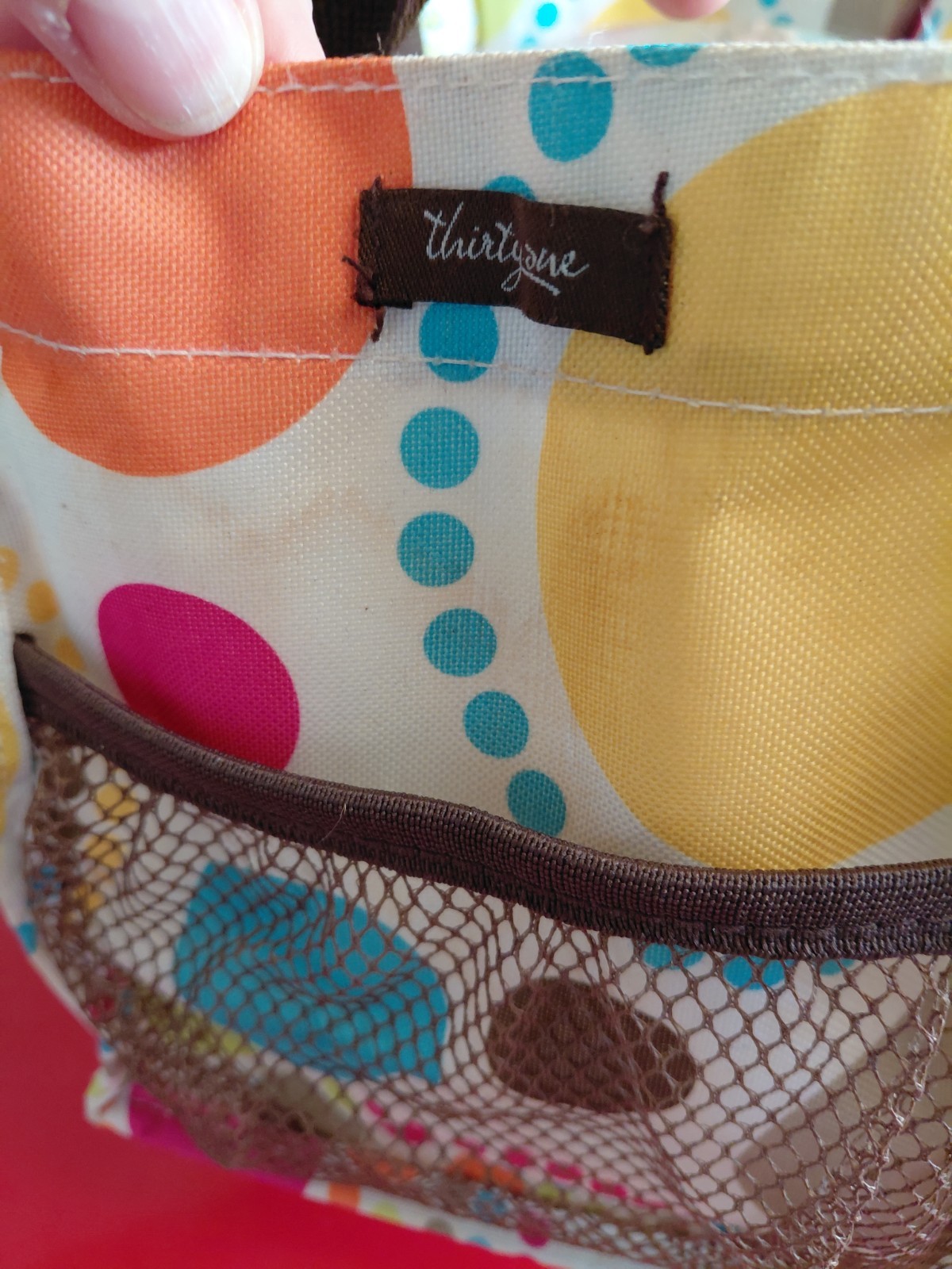 Thirty One Utility Tote Polka Dots 12x7x8